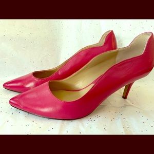 Adrienne Vittadini Hot Pink Leather Heels, sz 10